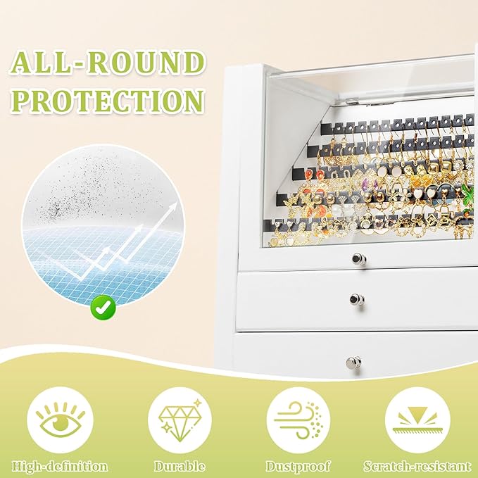 Jewelry Box Organizer, Rustic Wooden Jewelry Boxes for Women Girls, Large Storage Earring Holder Organizer Display for Earrings Necklaces Rings Bracelets, Jewelry Case as Gifts for Her