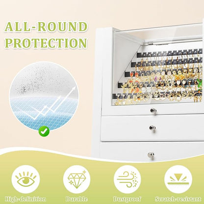Jewelry Box Organizer, Rustic Wooden Jewelry Boxes for Women Girls, Large Storage Earring Holder Organizer Display for Earrings Necklaces Rings Bracelets, Jewelry Case as Gifts for Her