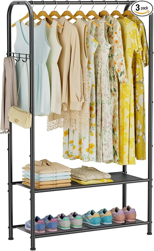 Golpart Clothes Garment Coat Rack Drying Clothing Racks Metal Freestanding for Hanging Clothes Portable Closet for Laundry Bedroom Black