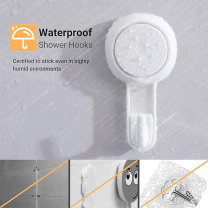 Marchpower Shower Hooks for Inside Shower Reusable Waterproof Utility Suction Cups Hooks - 2 Pack Heavy Duty Vacuum Hook Home Kitchen Bathroom Wall Holder Hanger for Towel Loofah Cloth Key & Ceiling