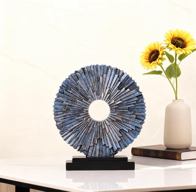 DOVDOV Blue Home Decor Sculpture, Unique Round line Statue, Modern Home Decor, Decorative Panel Statue for Living Room tv Cabinet, Office, Bedroom, Dining Table Center Blue Decor
