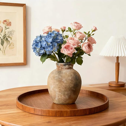 NEBRYX Ceramic Vase, 6 inch Minimalist Rustic Farmhouse Terracotta Vase for Home Decor, Table, Living Room, Entryway, Shelf, Mantel Decoration (Rust)