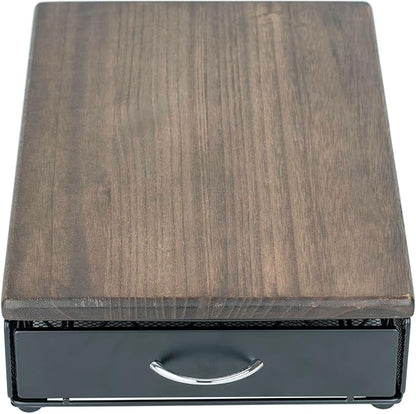 HiveNets for Vertuo Coffee Capsule Storage Drawer Compatible with Nespresso Vertuoline Pods Holder Metal and Wood Top Organizer (can hold 40 Pods)