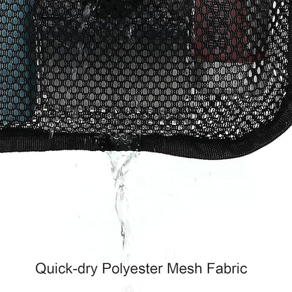 GYEUKHAM Mesh Shower Caddy Hanging Organizer with 7 Pockets and Hooks, Portable Quick Dry Bathroom Storage for College Dorm, Cruise, RV, Gym, Travel Toiletry Bag, Black, 1 Pack