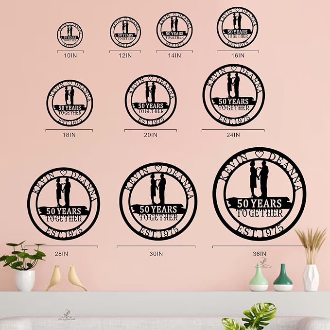 50th Wedding Gifts for Parents 20th/30th/40th/60th/Every Anniversary Wedding Gifts for Couple Parent Husband Wife, Best Anniversary Custom Gifts, Custom Metal Name Sign