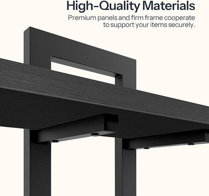 HOOBRO Floating Shelves, 15 Inch Wall Shelf Set of 3, Wall Mounted Storage Shelves 2-Tier, Hanging Bathroom Shelves, for Living Room, Bedroom, Bathroom, Kitchen, Black BK32BJP301