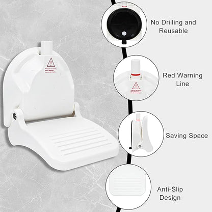 Shower Foot Rest, Strong Suction Cup Foldable Foot Stool for Shaving Legs in Shower, No Drill Bathroom Foot Rest with Anti-Slip Surface for Elderly, Pregnancy, Portable for RV Travel