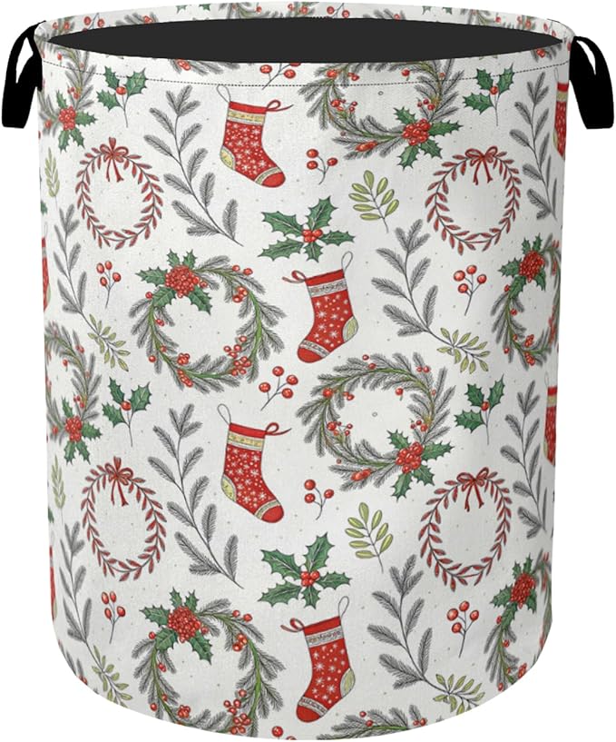 Christmas Foldable Laundry Hamper - Waterproof Fabric Storage Basket with Handles, Clothes Hampers for Laundry,Bedroom,Dorm