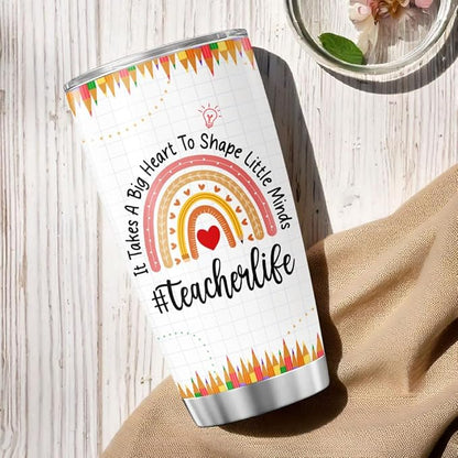Teacher Appreciation Gift for Women, Rainbow Design Insulated 20oz Stainless Steel Tumbler, Thoughtful Thank You Travel Cup for Daycare, Preschool, Back to School
