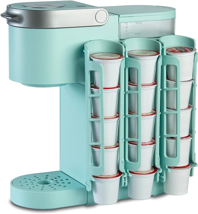 K Cup Holder for Keurig K-cup,Coffee pod Storage, Side Mount | Wall Mount, Perfect for Small Counters (3 Rows/For 15 K Cups, OASIS BLUE)