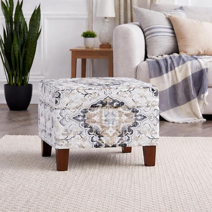 Spatial Order Home Decor | Dinah Collection Modern Storage Ottoman | Ottoman with Storage for Living Room & Bedroom(Antiqued Ebony Cream)