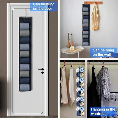 Legging Organizer for Closet Hanging, Hanging Legging Organizer, Legging Storage for Closet, Behind Door, Wardrobe, Clothes Storage, Hanger 20 Pockets Clothes Storage (Black)