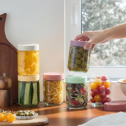 Danmu 16 oz Overnight Oats Containers with Lids,Meal Prep Containers 6 Pack,Mason Jars 16 oz with Lids for Snack,Overnight Oats,Yogurt,Parfait,Soup,Smoothies,Salad 100% Leak-proof Dishwasher Safe