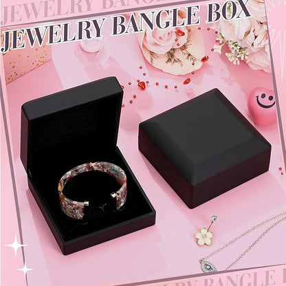 Yinkin 12 Pcs Black Velvet Jewelry Boxes LED Light Display Ring Necklace Bracelet Chain Gift Box Bulk Wedding Proposal Anniversary(Bracelet,Square)