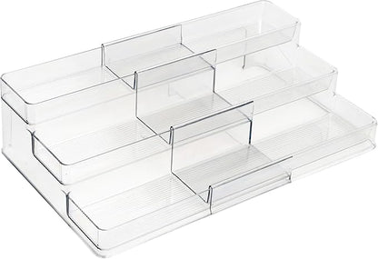 Dial Industries 3 Tier Expandable Kitchen Cabinet Shelf Organizer, Clear