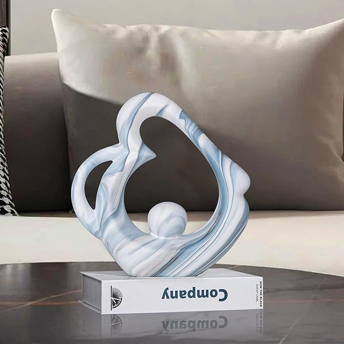 Sculptures Home Decor Ceramic Statue, Blue Sculpture Living Room Table Decor, Shelves Decor Dining Room Table Centerpieces, Abstract Art Coffee Table Decoration, Heart Statue