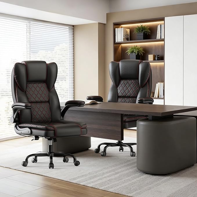 Big and Tall Office Chair Executive Chairs with Adjustable Armrests and Lumbar Support Ergonomic High Back Gaming Chair Computer Chair (Black, Oversized)