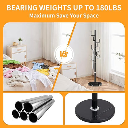 ZOZOE Metal Modern Coat Racks, Cactus Coat Rack Freestanding with Natural Marble Base, Coat Rack Stand with 8 Hooks, Coat Tree Hanger Stand for Bags, Hats, Entryway, Office