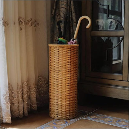 Umbrella Stand Bamboo Rattan Umbrella Stand Umbrella Rack Multifunctional Umbrella Storage Bucket and Umbrella Basket Shelf Bucket