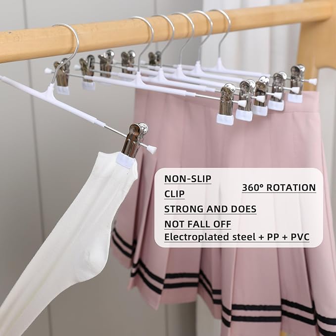 Non-Marking Anti-Slip Pants Hanger, Space-Saving Pants and Skirt Clip, Jeans and Long Pants Hanger, Clothes Clip for Various Shorts and Casual Pants, Durable. (20, Pink)