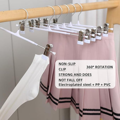Non-Marking Anti-Slip Pants Hanger, Space-Saving Pants and Skirt Clip, Jeans and Long Pants Hanger, Clothes Clip for Various Shorts and Casual Pants, Durable. (20, Pink)