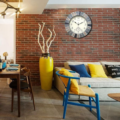 UMEXUS Outdoor Clock with Thermometer, 13 Inch Retro Large Waterproof Wall Clocks Indoor Silent Non-Ticking Battery Operated Weatherproof Decor for Garden Kitchen Bathroom Mother Gift