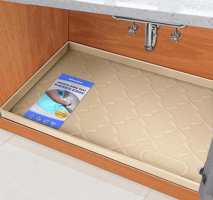SIKADEER Silicone Under Sink Mats for Kitchen Waterproof 34" x 22", Raised Edge Cabinet Protector Shelf Liner, Bathroom Organizers and Storage Boot Tray Pet Mat