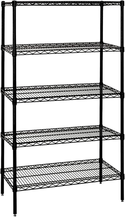 Quantum Storage Systems WR74-2436BK-5 Starter Kit Wire Shelves Black Epoxy 5 Shelves 74" H x 36" W x 24" D