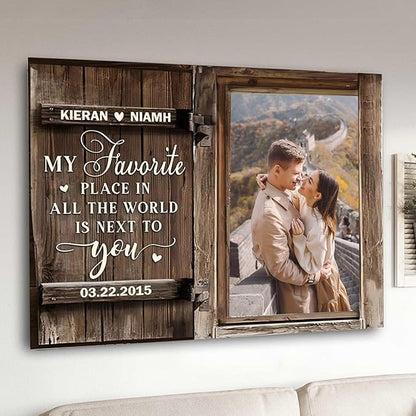 Love Signal Personalized Couple Canvas Wall Art, Custom Photo Print Canvas/Poster/Frame, Valentine's Day, Anniversary, Wedding Gifts for Her Him Boyfriend Girlfriend, Husband Wife Bedroom Decor