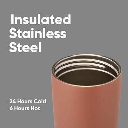 Owala SmoothSip Slider Insulated Stainless Steel Coffee Tumbler, Reusable Iced Coffee Cup, Hot Coffee Travel Mug, BPA Free 20 oz, Cozy Cocoa (Pack of 8)