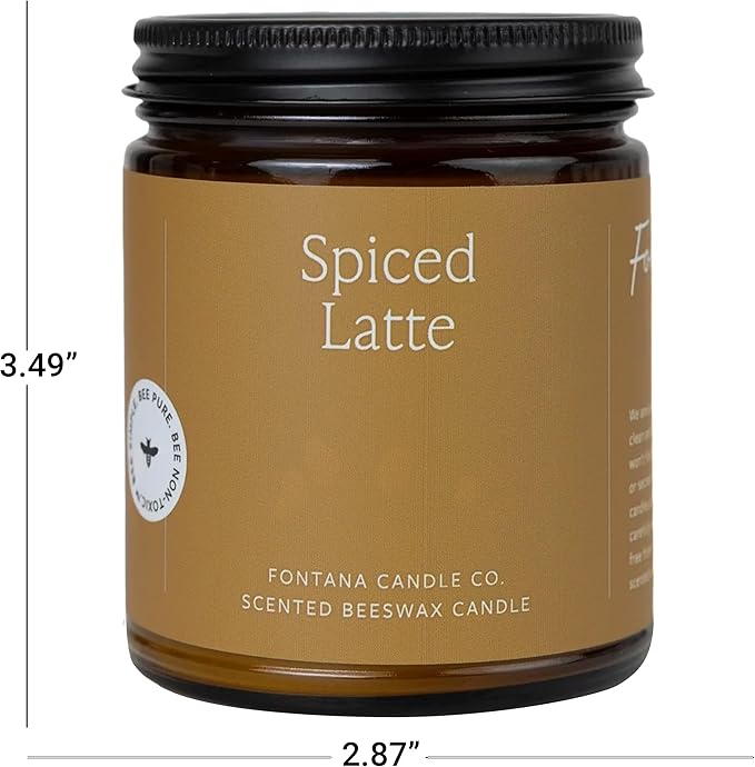 Fontana Candle Co Wood Wick Beeswax Jar Candles, Spiced Latte - Made with Coconut Oil & Pure Essential Oils – Clean Burn, Long Lasting and Non-Toxic Candles for Home & Room Decor
