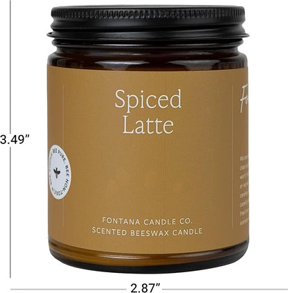 Fontana Candle Co Wood Wick Beeswax Jar Candles, Spiced Latte - Made with Coconut Oil & Pure Essential Oils – Clean Burn, Long Lasting and Non-Toxic Candles for Home & Room Decor
