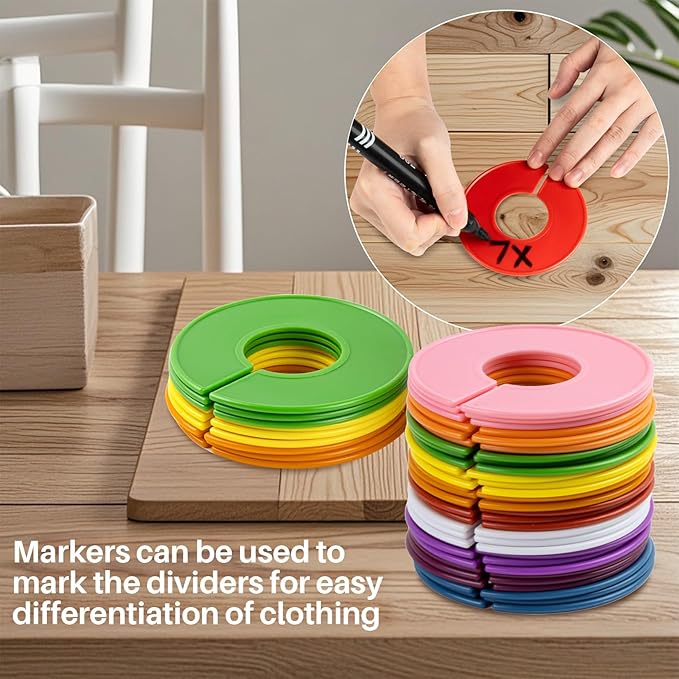 Closet Dividers Clothes Organizers - Sukh Closet Organizers Plastic Clothes Size Dividers Labels Separators for Garment Organizer Boutique Hanger Clothing Rack No Burrs 10 Assorted Colors (50)