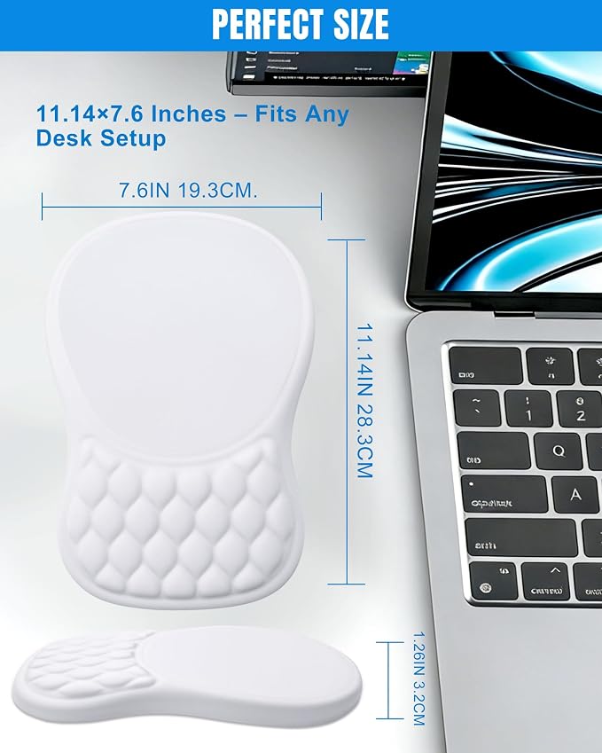 Ergonomic Mouse Pad with Wrist Rest, Slope Design Memory Foam Support, Smooth Lycra Surface, Non-Slip PU Base, Comfortable Mouse Mat for Office, Home, Computer Desk