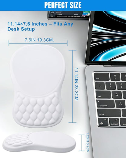 Ergonomic Mouse Pad with Wrist Rest, Slope Design Memory Foam Support, Smooth Lycra Surface, Non-Slip PU Base, Comfortable Mouse Mat for Office, Home, Computer Desk