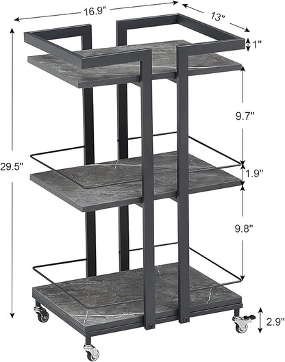 BarberPub Utility Manicure Trolley Metal Storage Rolling Barber Cart with Wheels Multi-Purpose Rack Heavy-Duty Trolley 2033 (Grey)