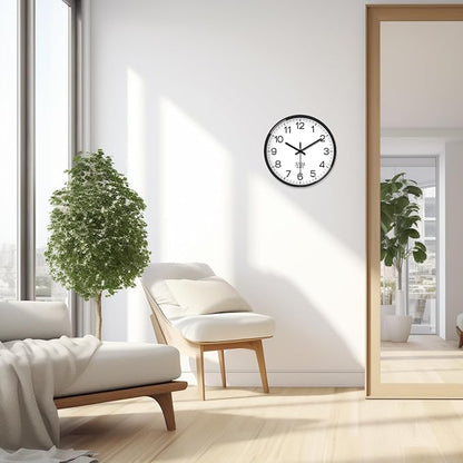 XNM Small Wall Clock Modern Wall Clocks Battery Operated 10 Inch Silent Non Ticking Classic Analog Wall Clocks for Living Room Kitchen Bedroom Decor