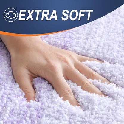 OLANLY Bathroom Runner Rugs Mat 47x24, Extra Soft Absorbent Microfiber Bath Rug, Rubber Backing, Quick Dry, Washable Long Bath Mats for Bathroom, Tub and Shower, Home Decor Accessories, Light Purple