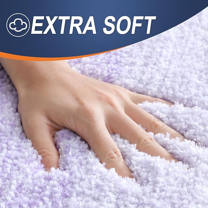 OLANLY Bathroom Runner Rugs Mat 59x24, Extra Soft Absorbent Microfiber Bath Rug, Rubber Backing, Quick Dry, Washable Long Bath Mats for Bathroom, Tub and Shower, Home Decor Accessories, Light Purple