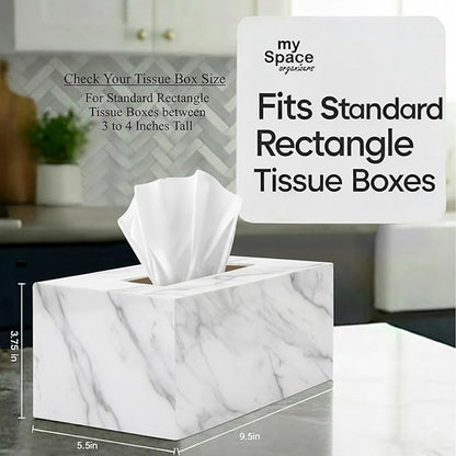 Tissue Box Cover Rectangle - Tissue Box Holder Rectangular - Compatible with Kleenex - Acrylic Marble Bathroom Accessories Decor