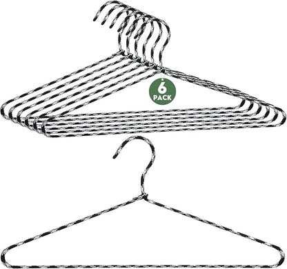 6 Pcs Fabric Wrapped Metal Hangers Covered Wire Hanger Metal Coat Hangers Non Slip for Clothes Closet Clothing Suit Shirt Pant (Gray)