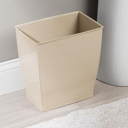 iDesign Small Plastic Bathroom Trash Can, Slim Rectangle Garbage Bin for Bedroom, Office, Dorm, Brown