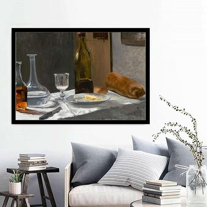 SENLYCH Canvas Painting Poster and Print Pictures Vintage Bar Cart Wall Art Bar Cart Decor Kitchen Wall Art Moody Wall Art Living Room and Bedroom Home Decoration 8x12inch Solid Wood Frame