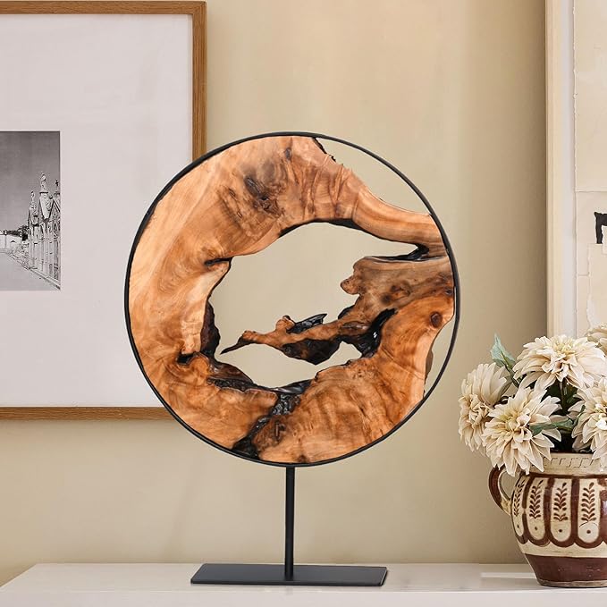 WELLAND Cedar Wood Sculpture, Natural Tabletop Decor Accent | Handcrafted Design, Unique Wood Grain, Organic Shape, One-of-a-Kind Character, Statement Piece