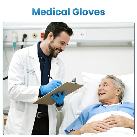 Borje Nitrile Exam Gloves Large, 100 Count Disposable Gloves, Blue, Latex-Free Powder-Free, Food Safe, Cooking, Cleaning