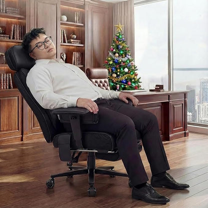 HOFFREE Big and Tall Office Chair 500lbs for Heavy People Executive Office Desk Chair with Wide Seat PU Leather Computer Chair with Adjustable Lumbar Support Black