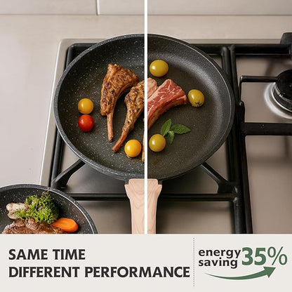 8 inch Nonstick Frying Pan Skillet, Non Stick Granite Fry Pans, Omelette Pan, Egg Frying Pan with Heat-Resistant Handle, Requires Installation, PFOA Free Chef's Pan, Induction Compatible