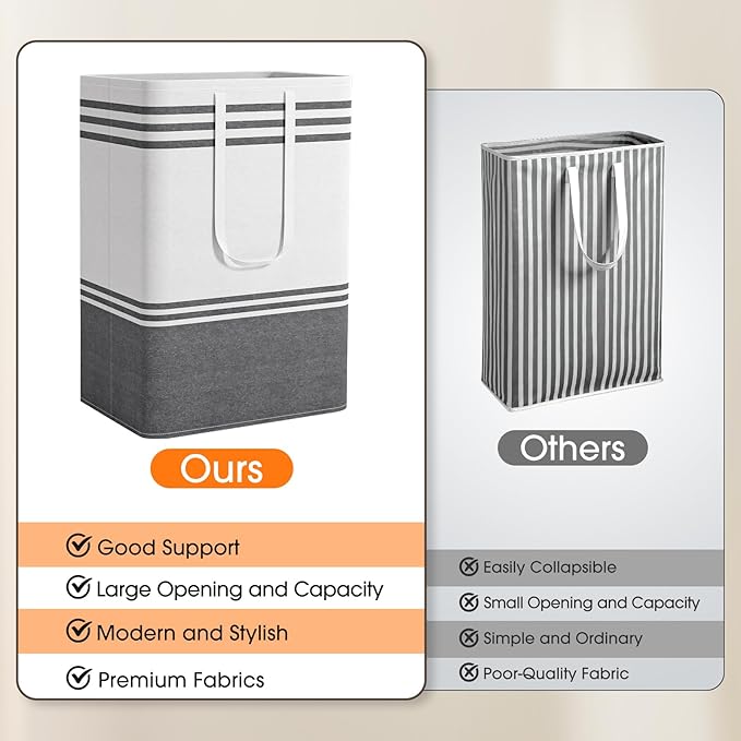 3 Pack Large Laundry Baskets, Laundry Hampers, Freestanding Waterproof Collapsible Clothes Bag with Extended & Reinforced Handles - Clothes Basket for Dorm, Bathroom, Home (75L)