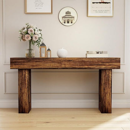 Spaco 63'' Long Console Table,2 Tier Farmhouse Entryway Table Sofa Table with Storage,Wood Behind Couch Table for Living Room, Hallway,Foyer (Dark Brown)