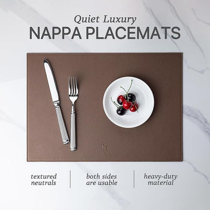 Faux Leather Placemats Set of 8 Vinyl Washable Wipeable Table Mats for Kitchen Dining Table Heat Resistant Waterproof Modern Indoor/Outdoor Placemats Non-Slip Easy Clean Place Mats (Chocolat)